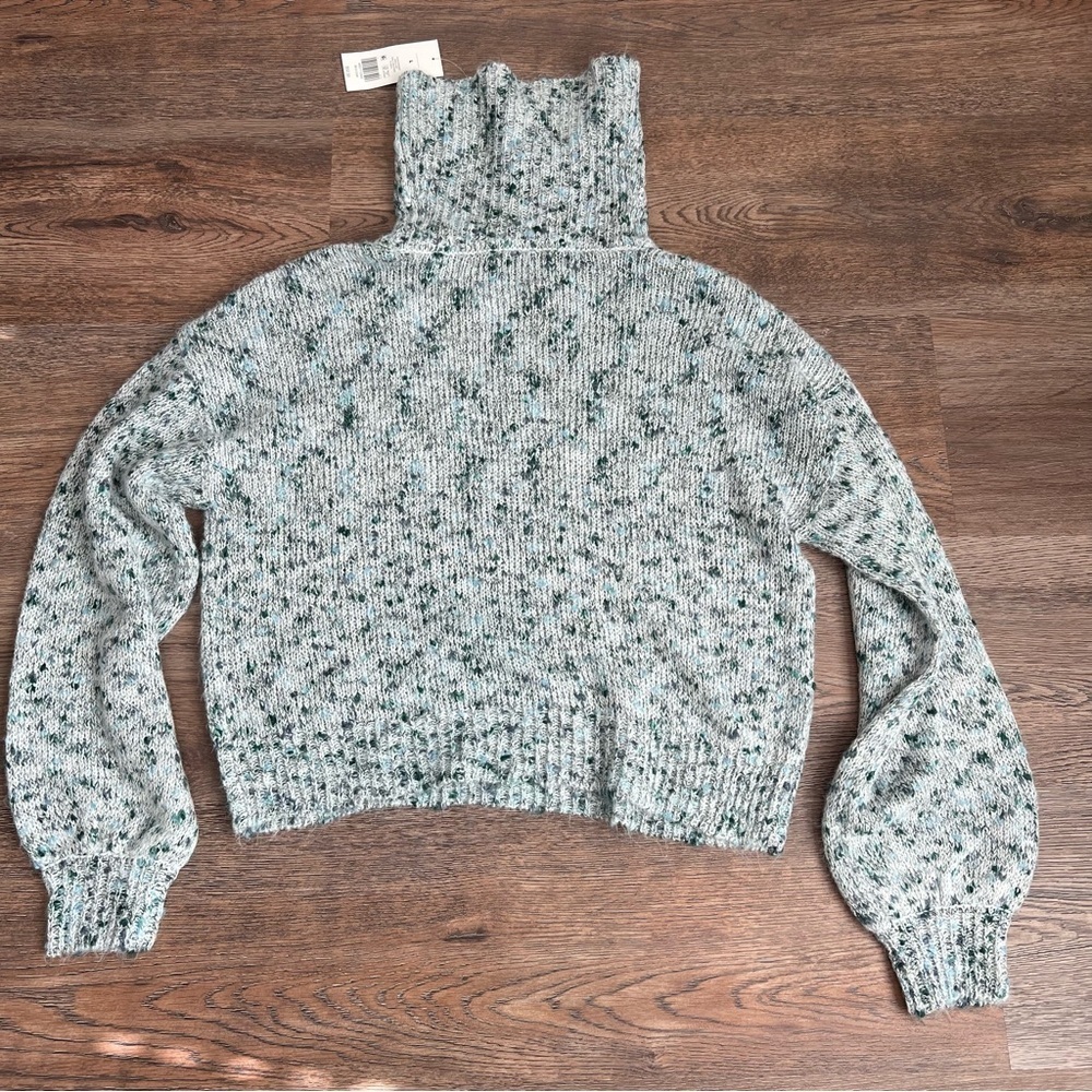 NWT True Craft Women Speckled Blue White Turtleneck Sweater Knit Large Winter - Picture 4 of 7